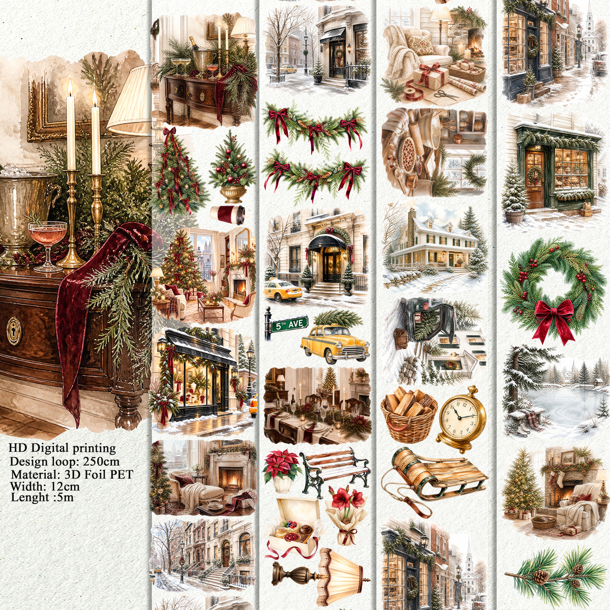 BUNDLE Christmas in New York and Coming Home for Christmas PET 3D raised tape