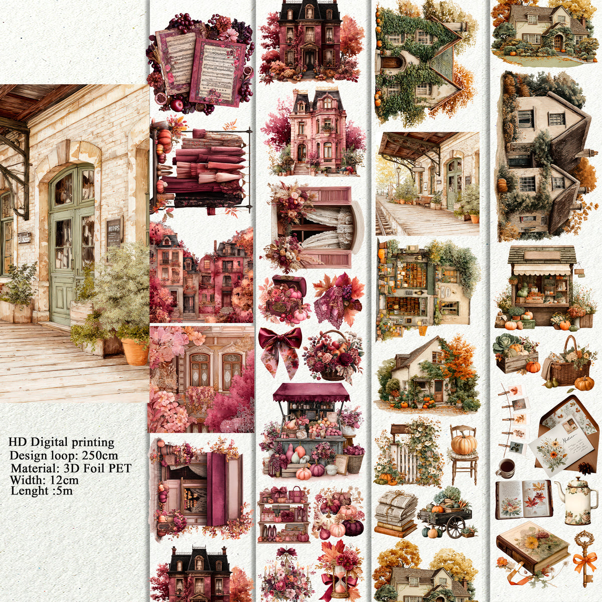 BUNDLE Coquette fall and Nostalgic Vintage Autumn PET 3D raised tape (Copy)