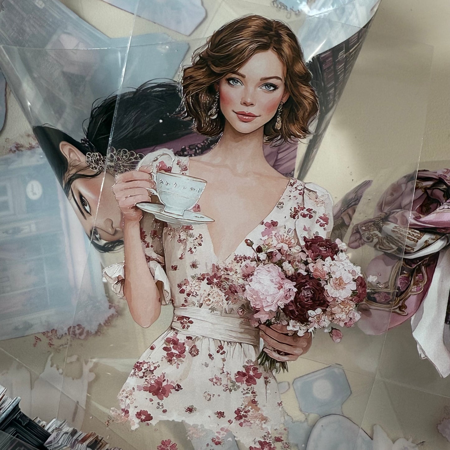 PET Floral tearoom and Dreamy Academia 3D raised tape,one roll fashion, junk journal, scrapbooking,bullet journal, card making.