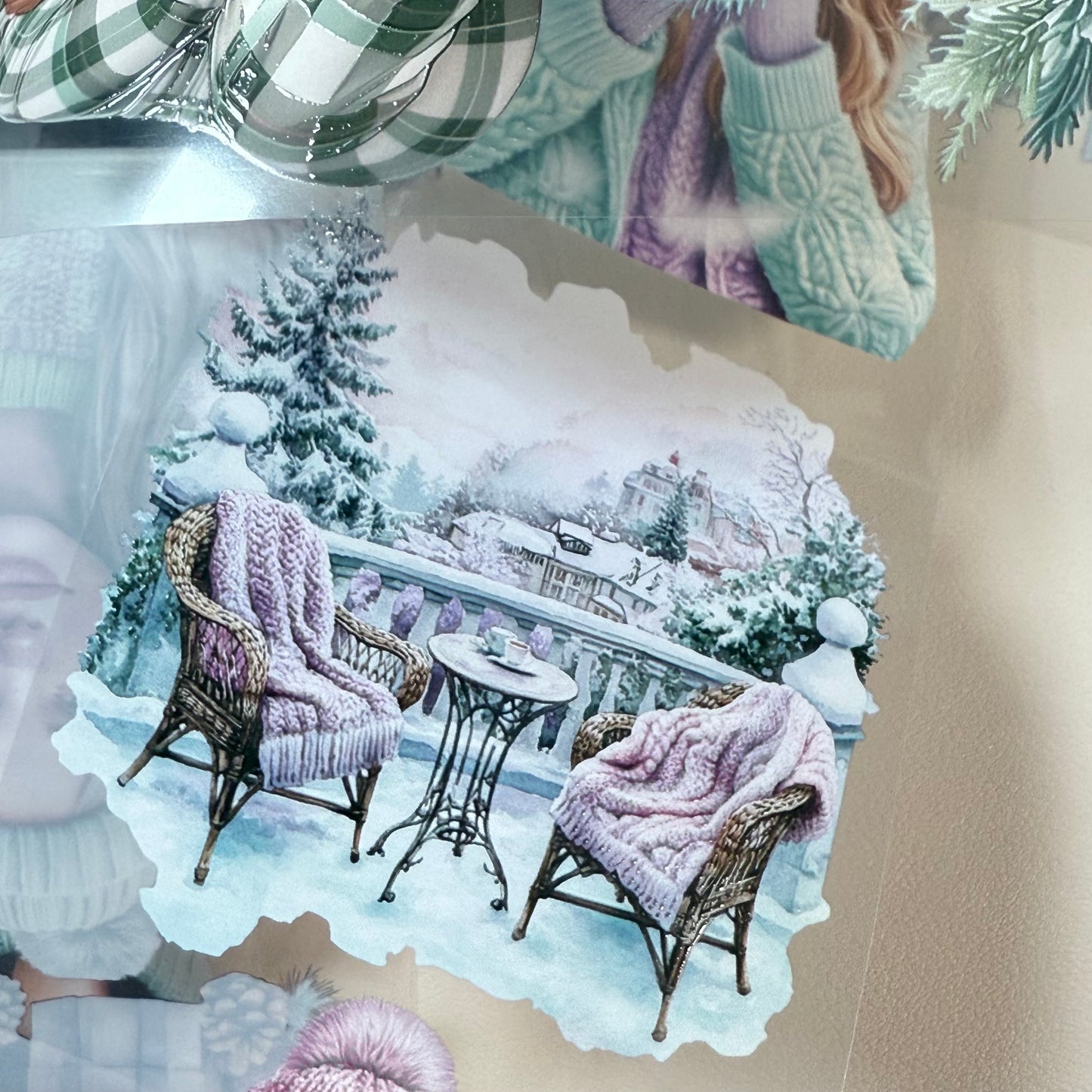 PET 3D raised Winter Evening and Winter Frost tape,one roll fashion, junk journal, scrapbooking,bullet journal, card making.