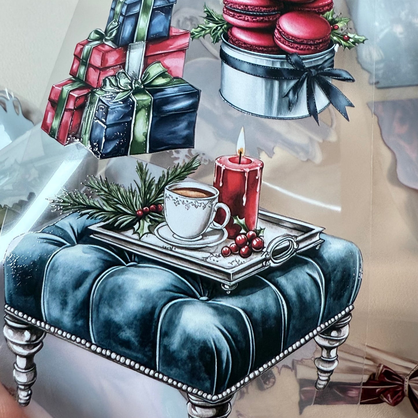 PET 3D raised Midnight Mistletoe and Holiday Magic tape,one roll fashion, junk journal, scrapbooking,bullet journal, card making.