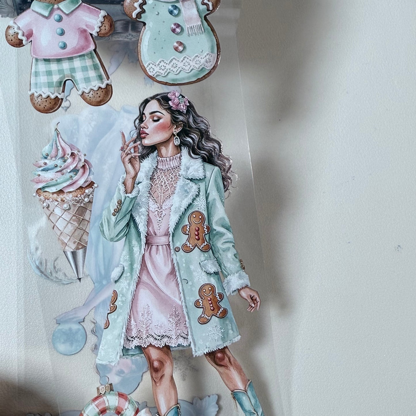 PET 3D raised Winter Oracle and Pastel Christmas tape,one roll fashion, junk journal, scrapbooking,bullet journal, card making.