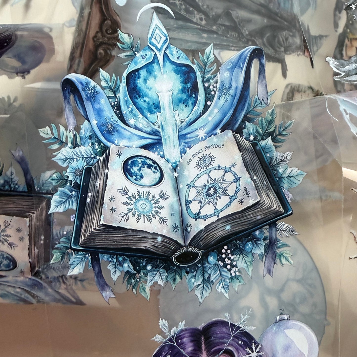 Opaline Winter Witch and Winterwood Witch PET 3D raised tape,one roll fashion, junk journal, scrapbooking,bullet journal, card making.