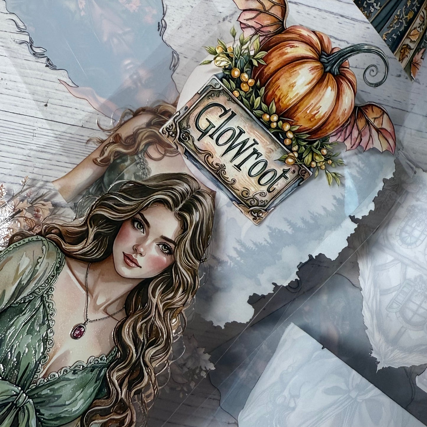 PET 3D raised Magical apothecary in autumn and Crimson canopy tape,one roll fashion, junk journal, scrapbooking,bullet journal, card making.