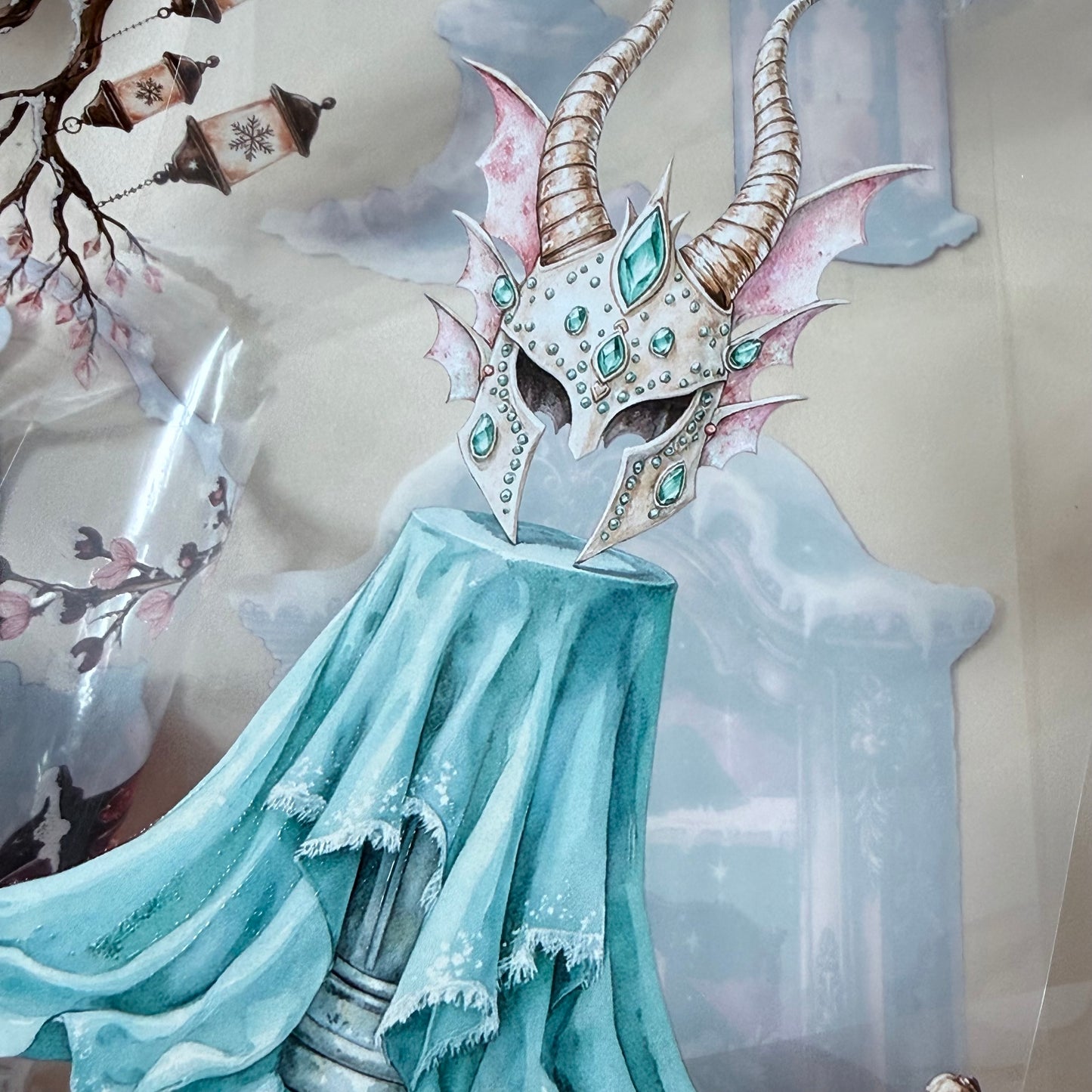 PET 3D raised Frosterd witch landscape tape,one roll fashion, junk journal, scrapbooking,bullet journal, card making.