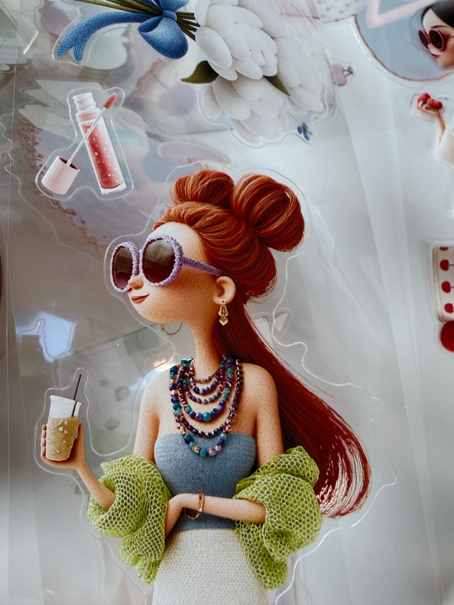 KISSCUT Whimsical Summer PET 3D raised tape,one roll fashion, junk journal, scrapbooking,bullet journal, card making.