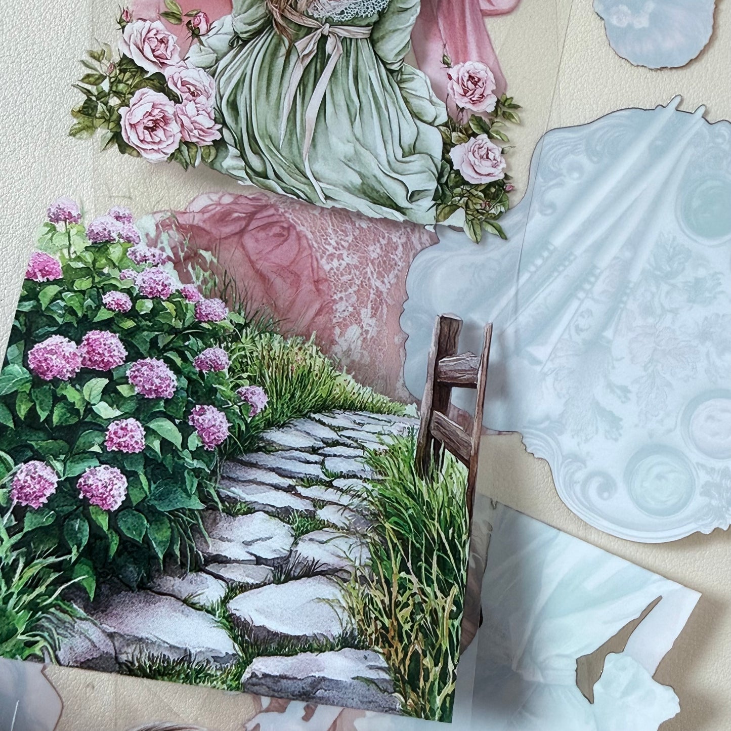 Spring Garden and Unsent Letters PET 3D raised tape,one roll fashion, junk journal, scrapbooking,bullet journal, card making.