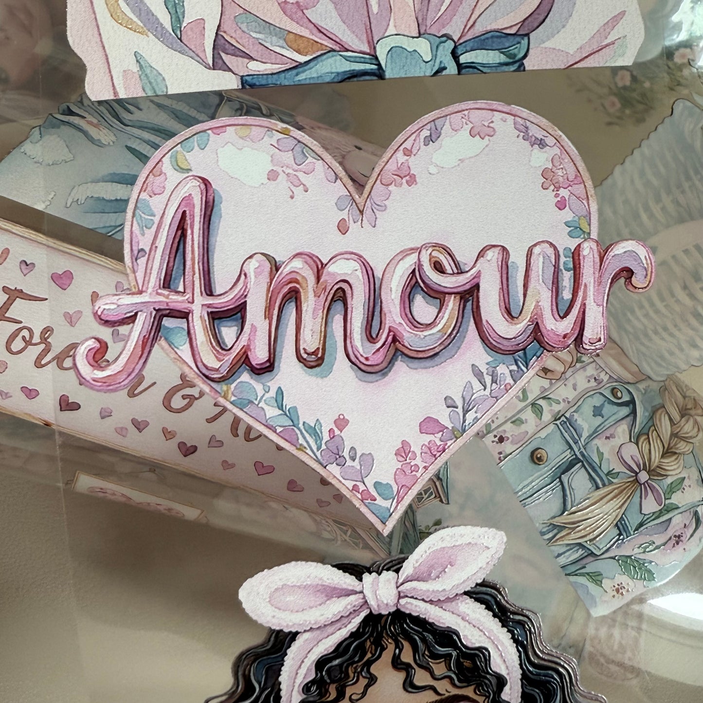 PET Love you lots and Pink Garden  3D raised tape,one roll fashion, junk journal, scrapbooking,bullet journal, card making.