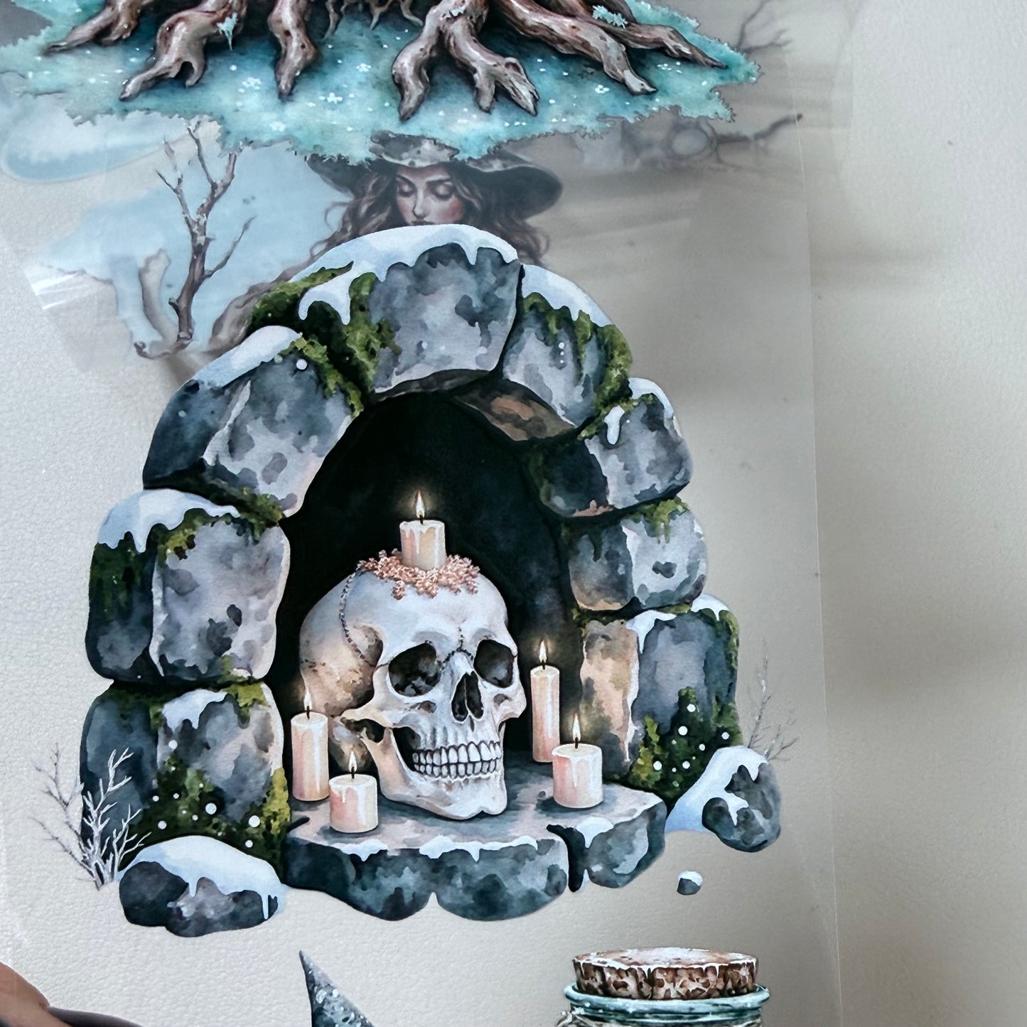 Opaline Winter Witch and Winterwood Witch PET 3D raised tape,one roll fashion, junk journal, scrapbooking,bullet journal, card making.