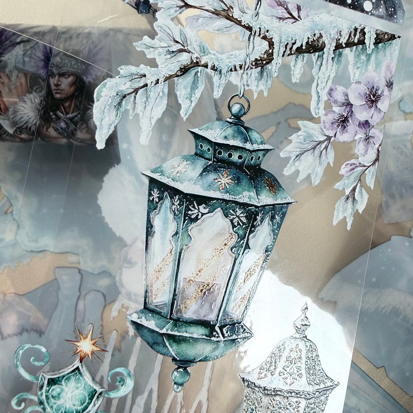 Starlit Tundra Princess and  Aurora Wolf Pack PET 3D raised tape,one roll fashion, junk journal, scrapbooking,bullet journal, card making.