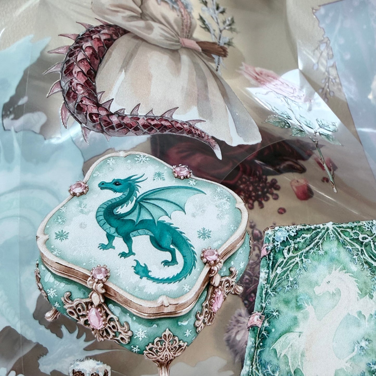 Snowpetal Faerie Dragons and Garnet Winter Witch 3D PET Foil Washi Tape