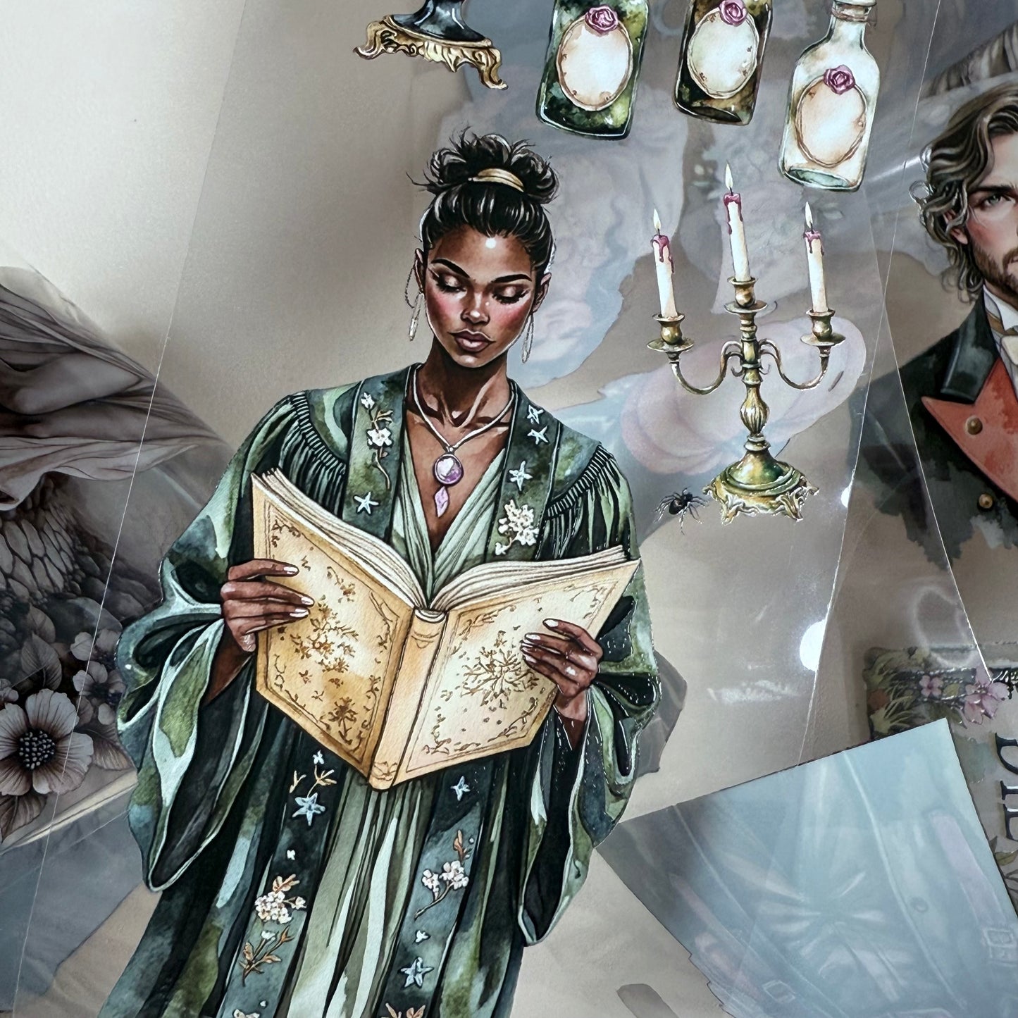 PET 3D raised Spider Queen and Dark Whispers tape,one roll fashion, junk journal, scrapbooking,bullet journal, card making.