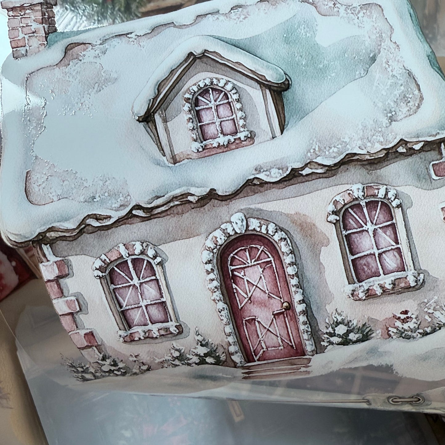 PET 3D raised Winter Landscape tape,one roll fashion, junk journal, scrapbooking,bullet journal, card making.