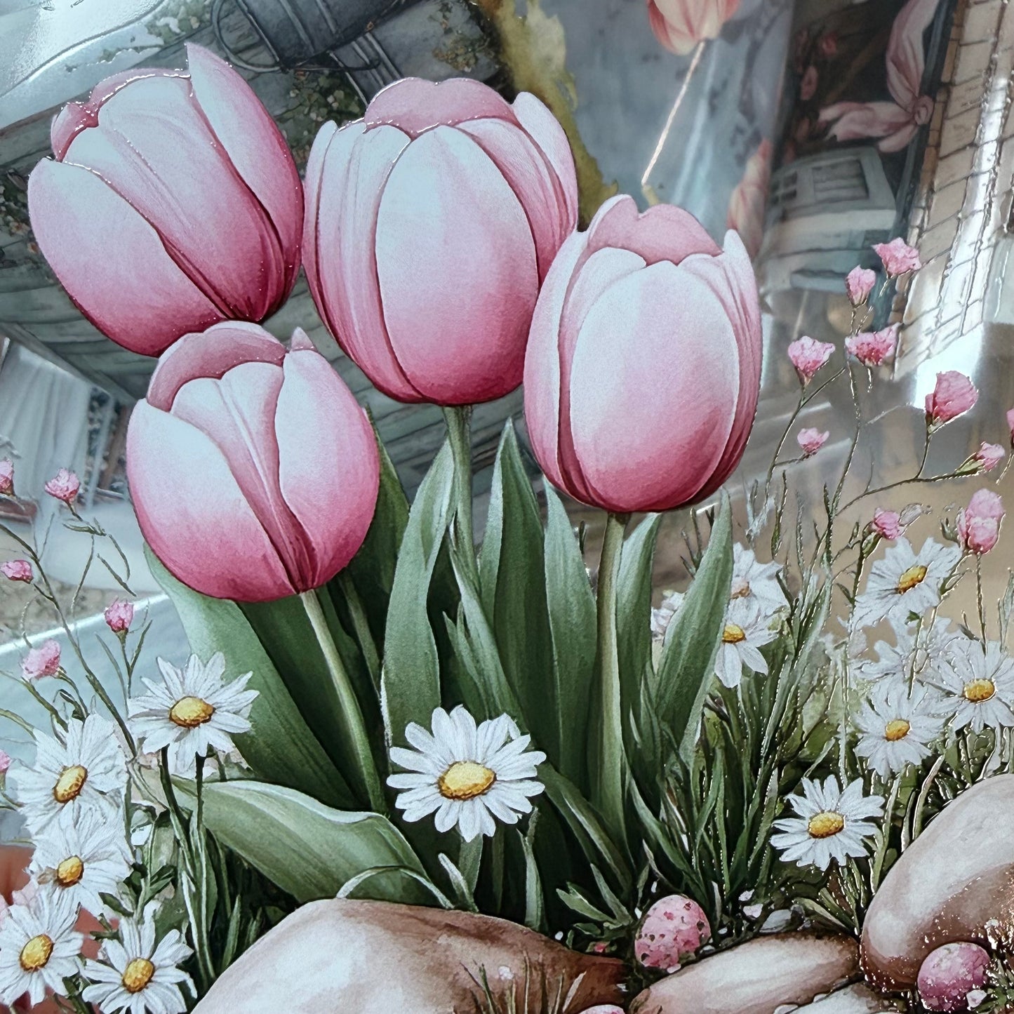 PET 3D raised Spring Landscape 3 tape,one roll fashion, junk journal, scrapbooking,bullet journal, card making.