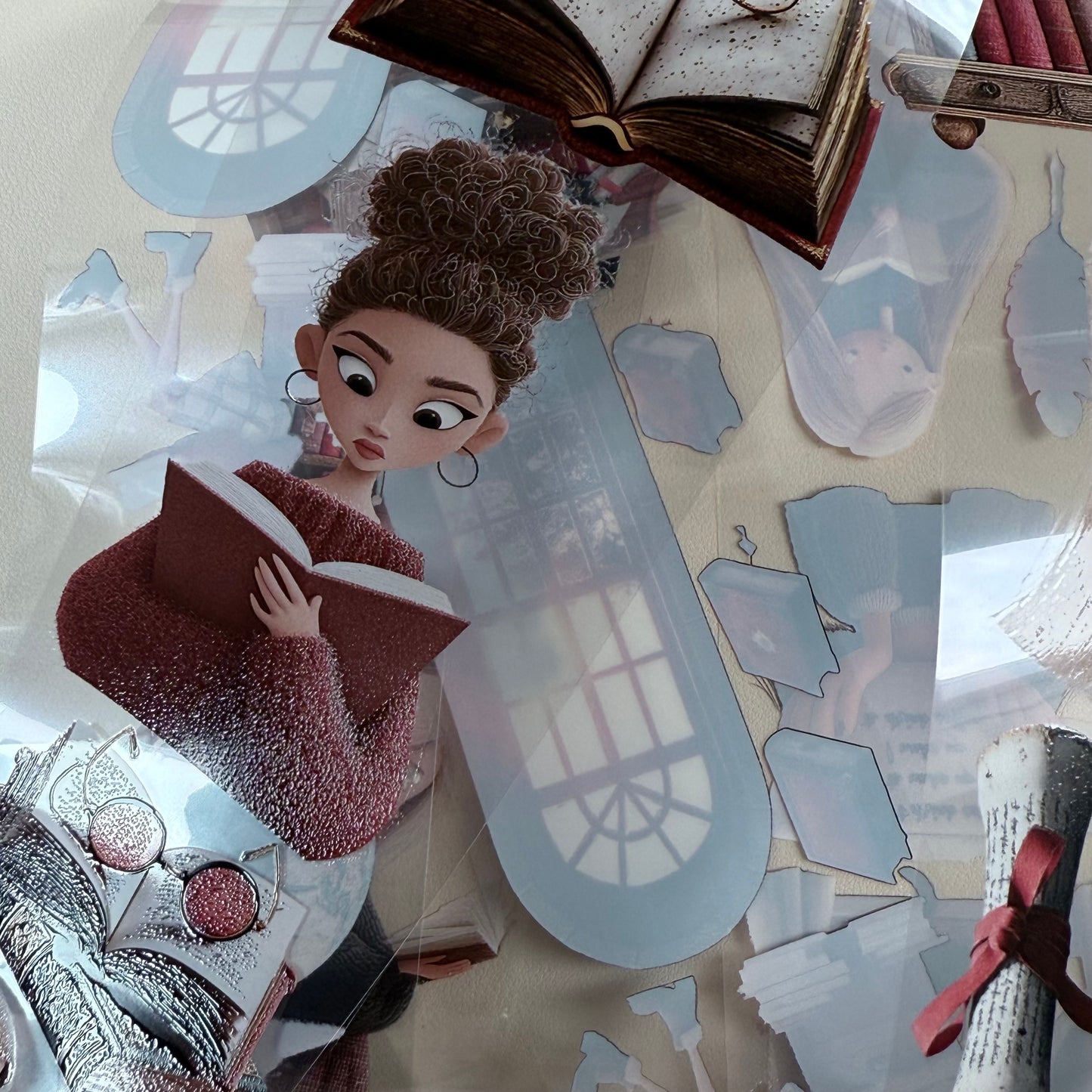 PET 3D raised Mulberry Academia and Whimsical Book Lover tape,one roll fashion, junk journal, scrapbooking,bullet journal, card making.