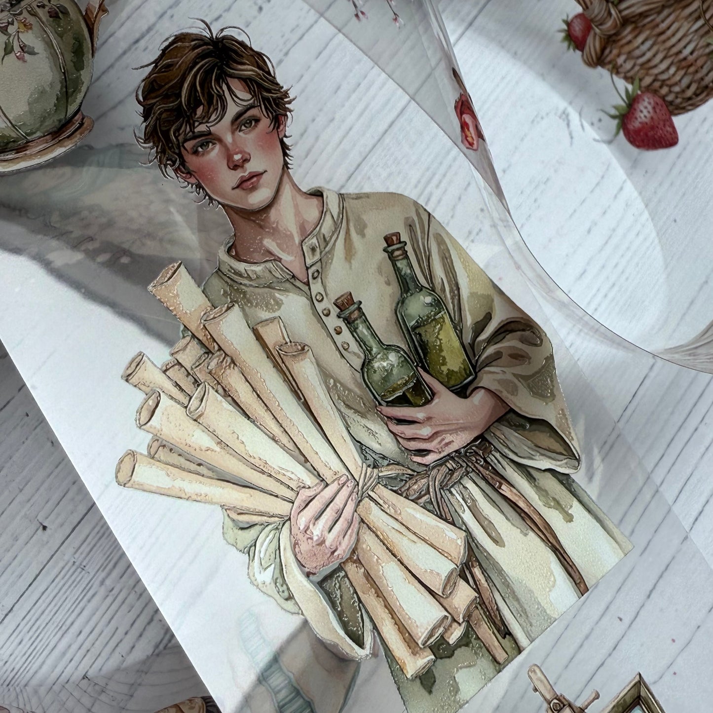 PET 3D raised Tranquil Garden and  Rustic Fairytale tape,one roll fashion, junk journal, scrapbooking,bullet journal, card making.
