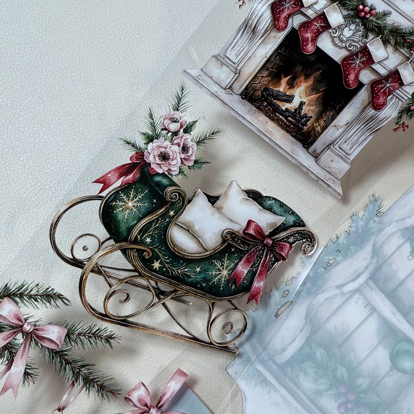 PET 3D raised Boho Christmas Classics and Cozy Christmas Glow tape,one roll fashion, junk journal, scrapbooking,bullet journal, card making.