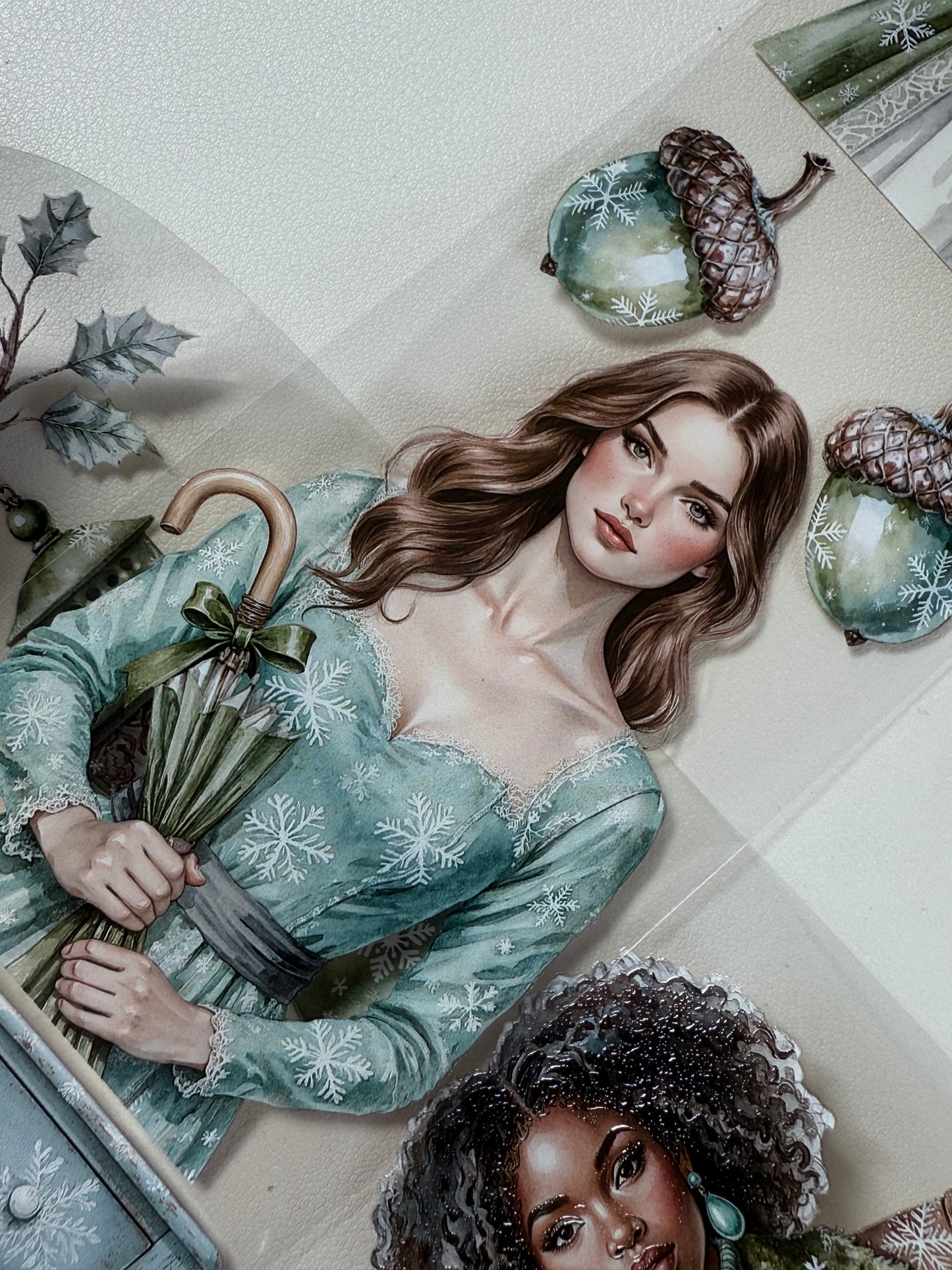 PET 3D raised Winter Wonderland2 and  Snowy Woodland tape,one roll fashion, junk journal, scrapbooking,bullet journal, card making.