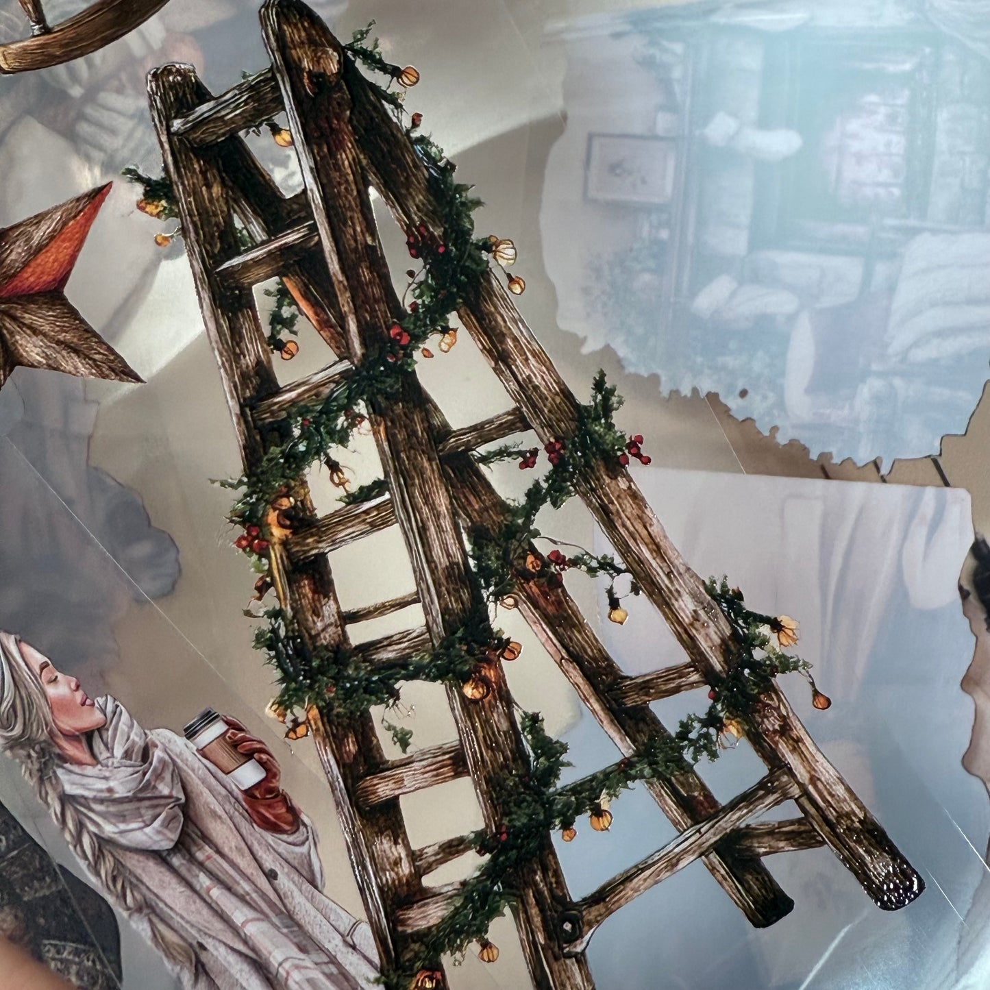 PET 3D raised Winter Hygge and Christmas Cottage tape,one roll fashion, junk journal, scrapbooking,bullet journal, card making.