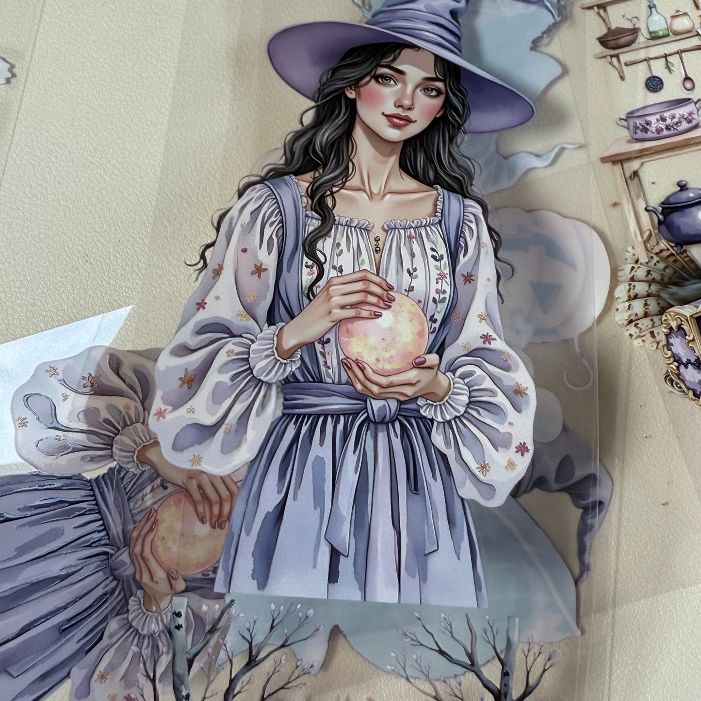 PET 3D raised Lavender Spells and Mystical Garden tape,one roll fashion, junk journal, scrapbooking,bullet journal, card making.