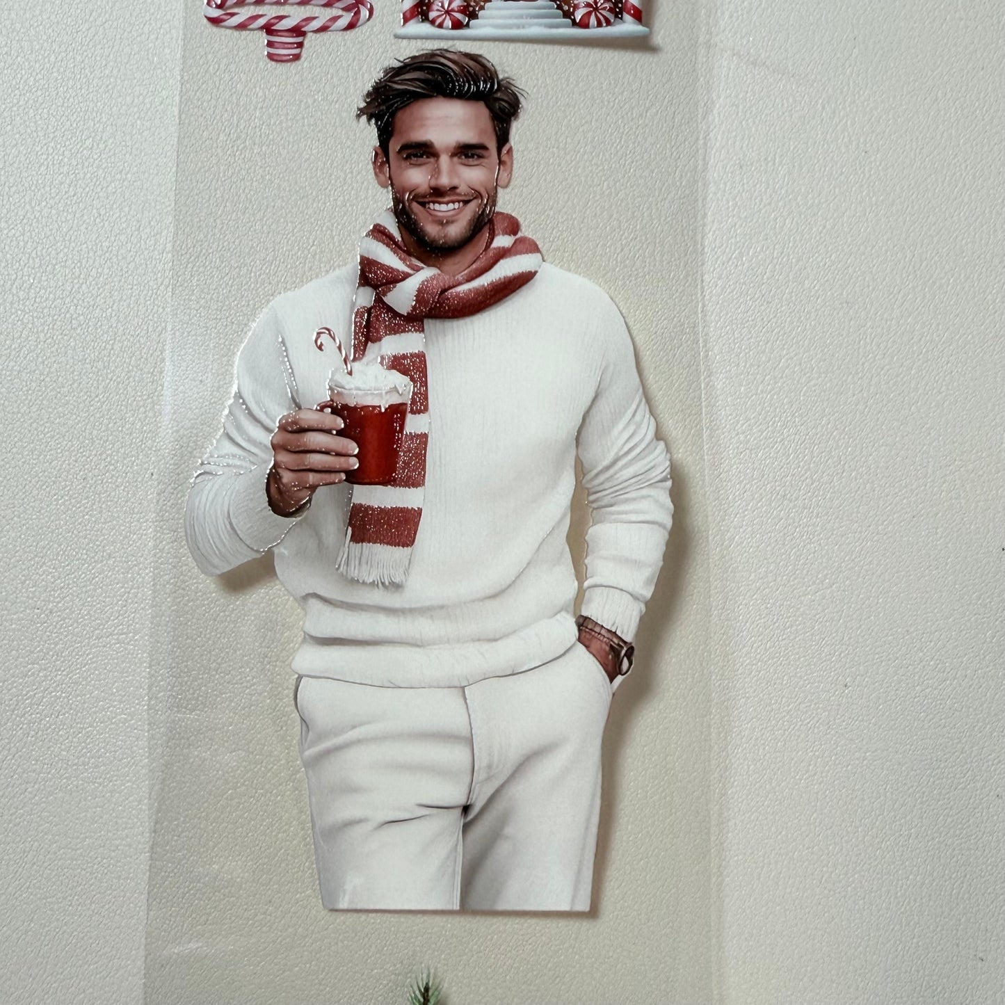 PET 3D raised Silver New Year and Candy Cane Lane tape,one roll fashion, junk journal, scrapbooking,bullet journal, card making.