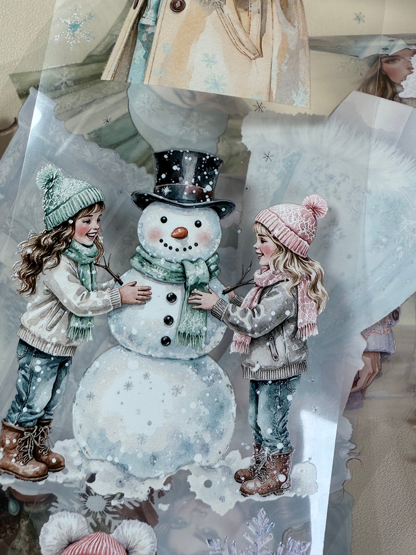 PET 3D raised Winter Wonderland2 and  Snowy Woodland tape,one roll fashion, junk journal, scrapbooking,bullet journal, card making.