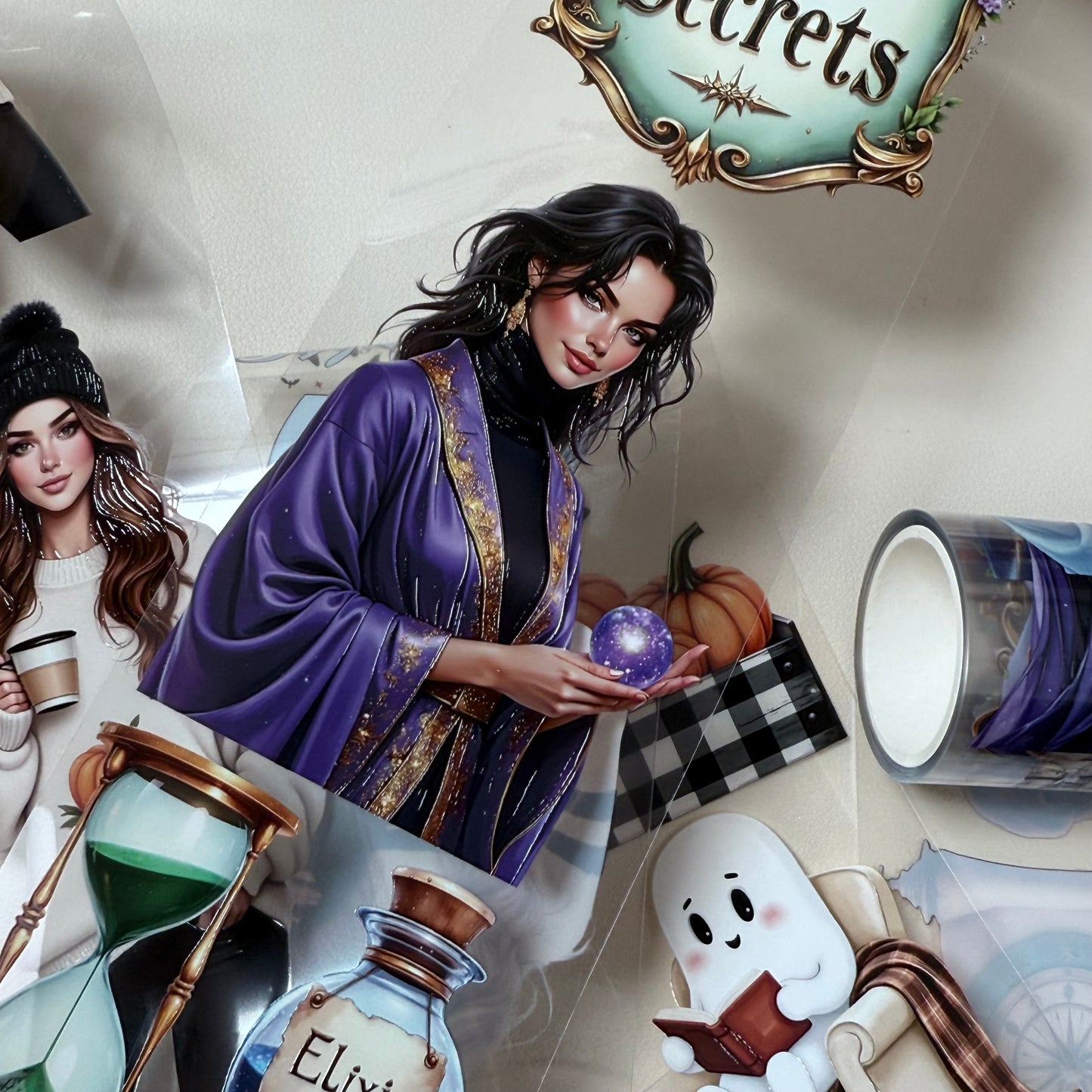 PET 3D raised Magical School and Ghost Halloween tape,one roll fashion, junk journal, scrapbooking,bullet journal, card making.