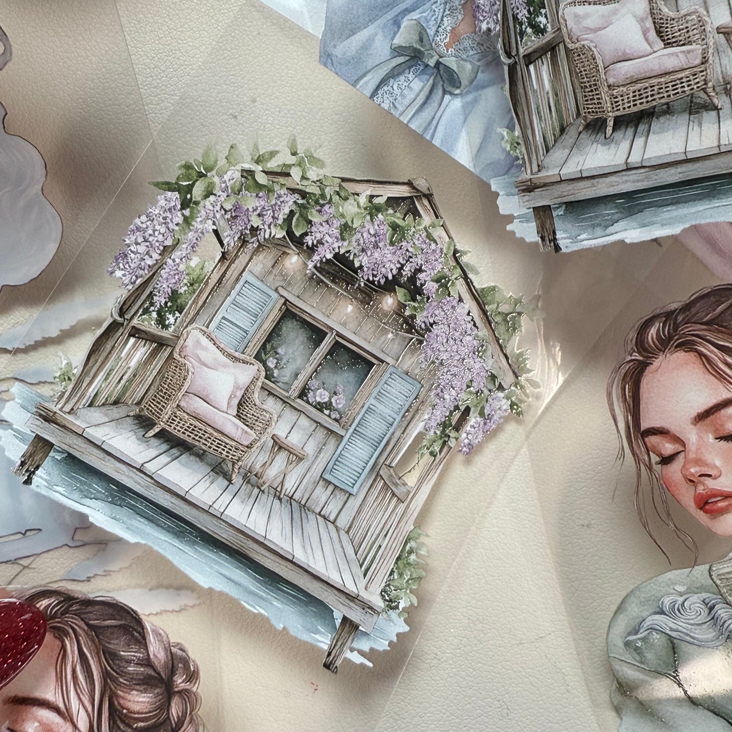 PET 3D raised Floral Drift and Deep Romance tape,one roll fashion, junk journal, scrapbooking,bullet journal, card making.