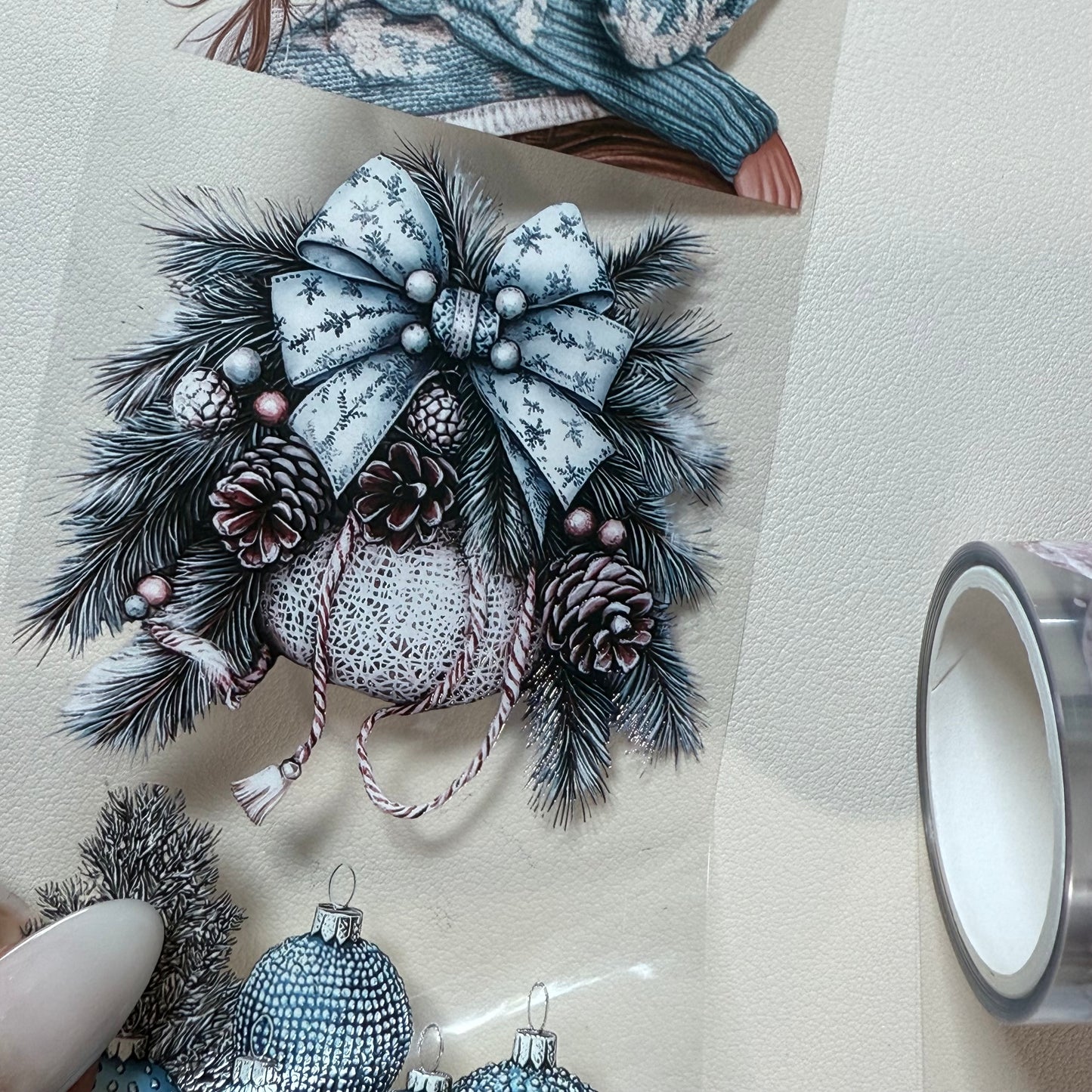 PET 3D raised Pink Winter and Winter Wishes tape,one roll fashion, junk journal, scrapbooking,bullet journal, card making.