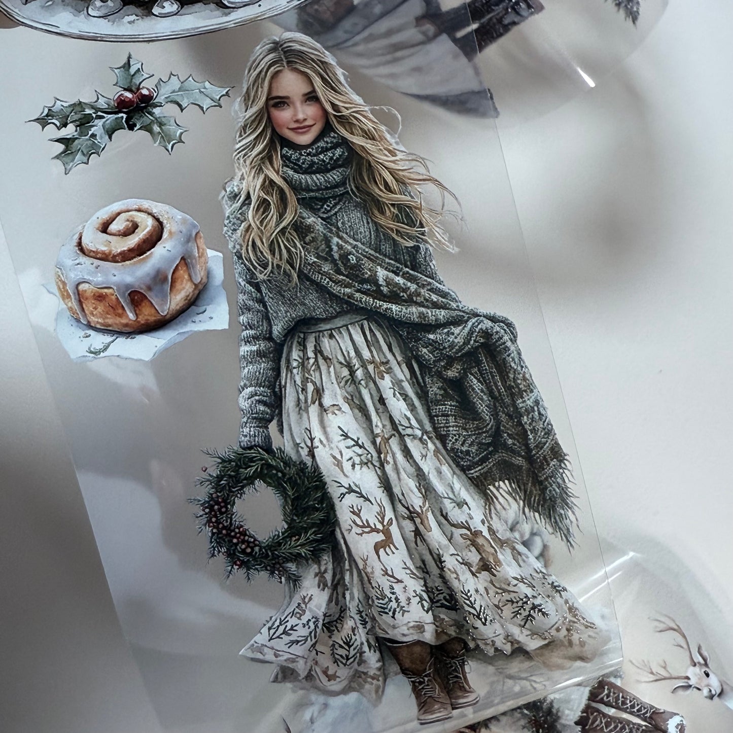 PET 3D raised Blush Noel Studio and Rustic Christmas tape,one roll fashion, junk journal, scrapbooking,bullet journal, card making.