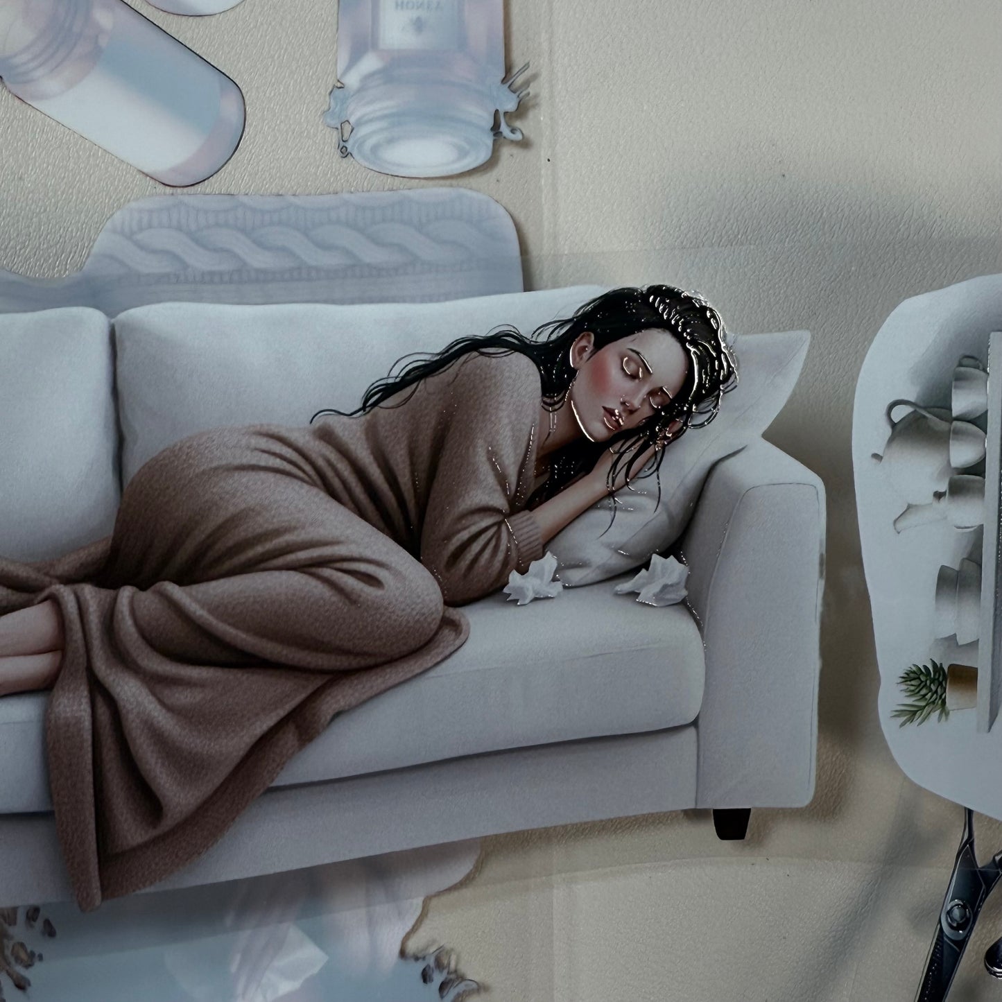 PET 3D raised Sick Days and The Hair Salon tape,one roll fashion, junk journal, scrapbooking,bullet journal, card making.