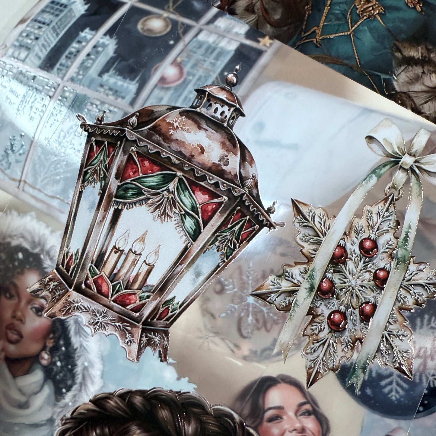 PET 3D raised Modern Christmas in the City and Festive Wonderland tape,one roll fashion, junk journal, scrapbooking,bullet journal, card making.