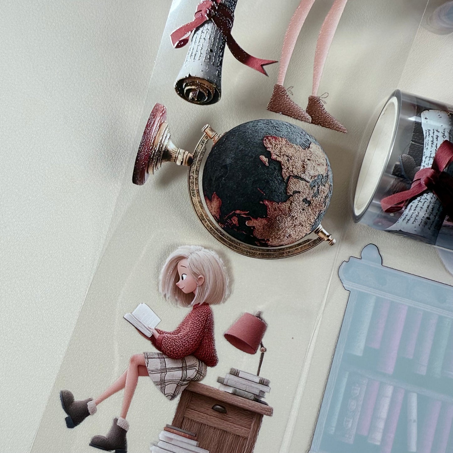 PET 3D raised Mulberry Academia and Whimsical Book Lover tape,one roll fashion, junk journal, scrapbooking,bullet journal, card making.