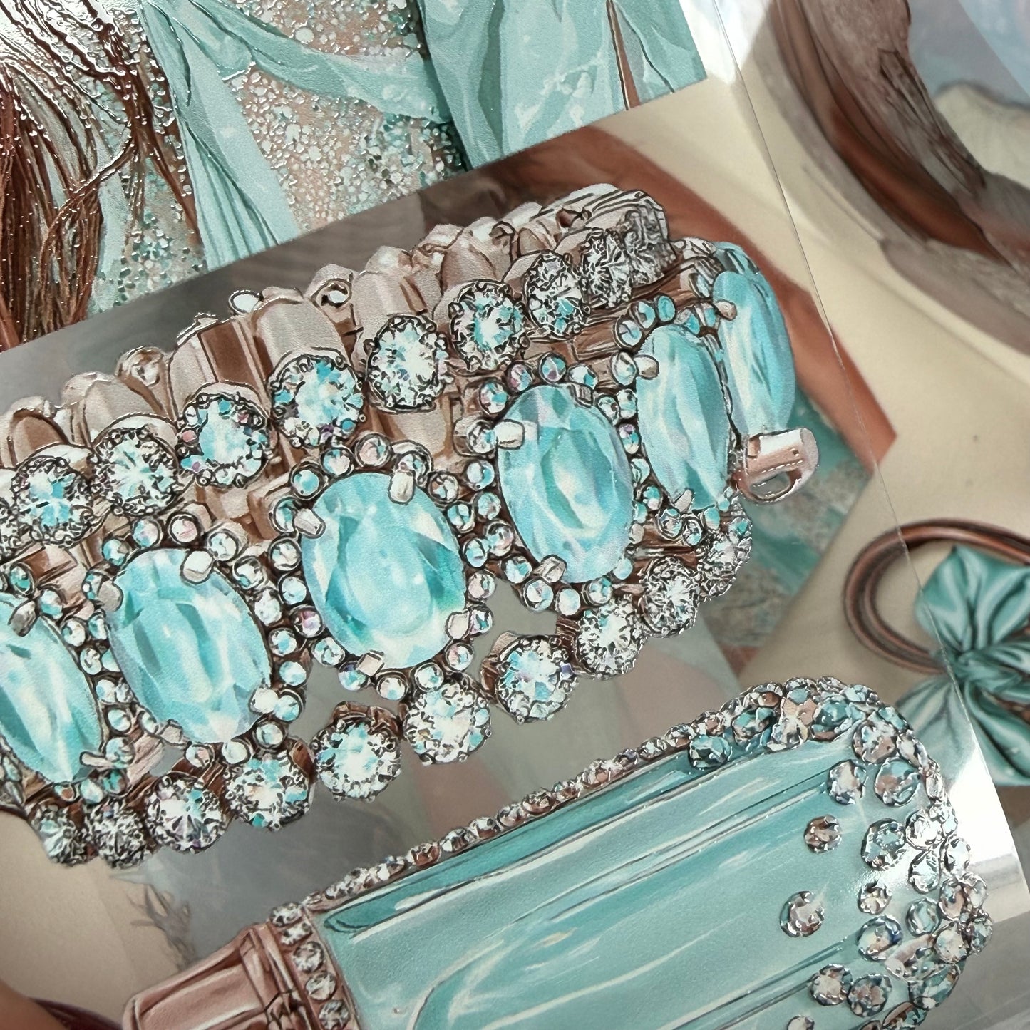 Holo coquette and Aqua PET 3D raised tape,one roll fashion, junk journal, scrapbooking,bullet journal, card making.