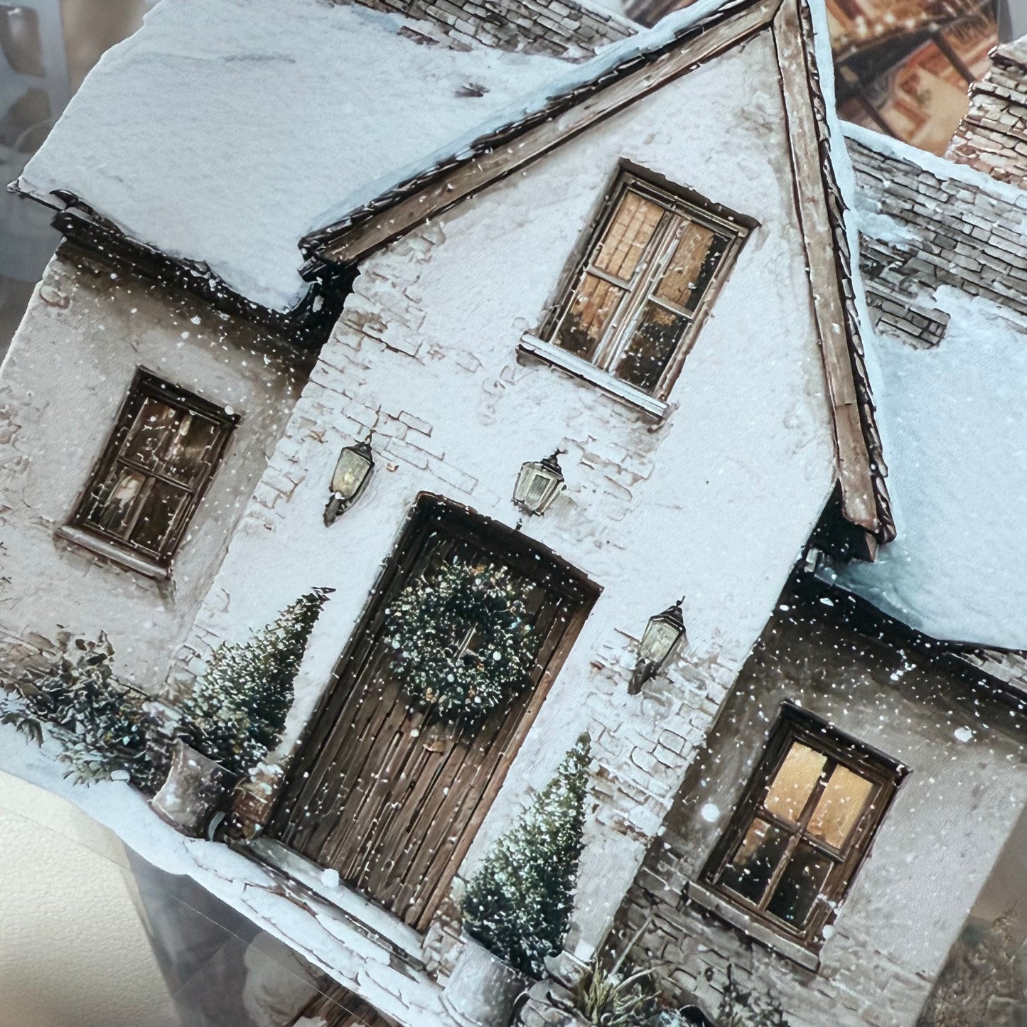 PET 3D raised Winter Landscape3 tape,one roll fashion, junk journal, scrapbooking,bullet journal, card making.