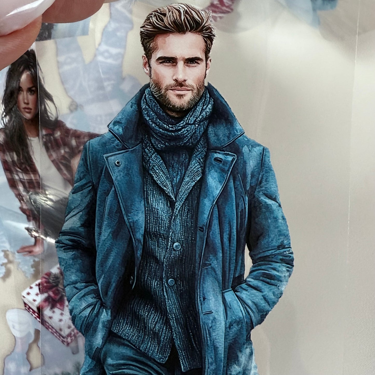 PET 3D raised Merry & Bright Christmas and Snowy Cabin tape,one roll fashion, junk journal, scrapbooking,bullet journal, card making.