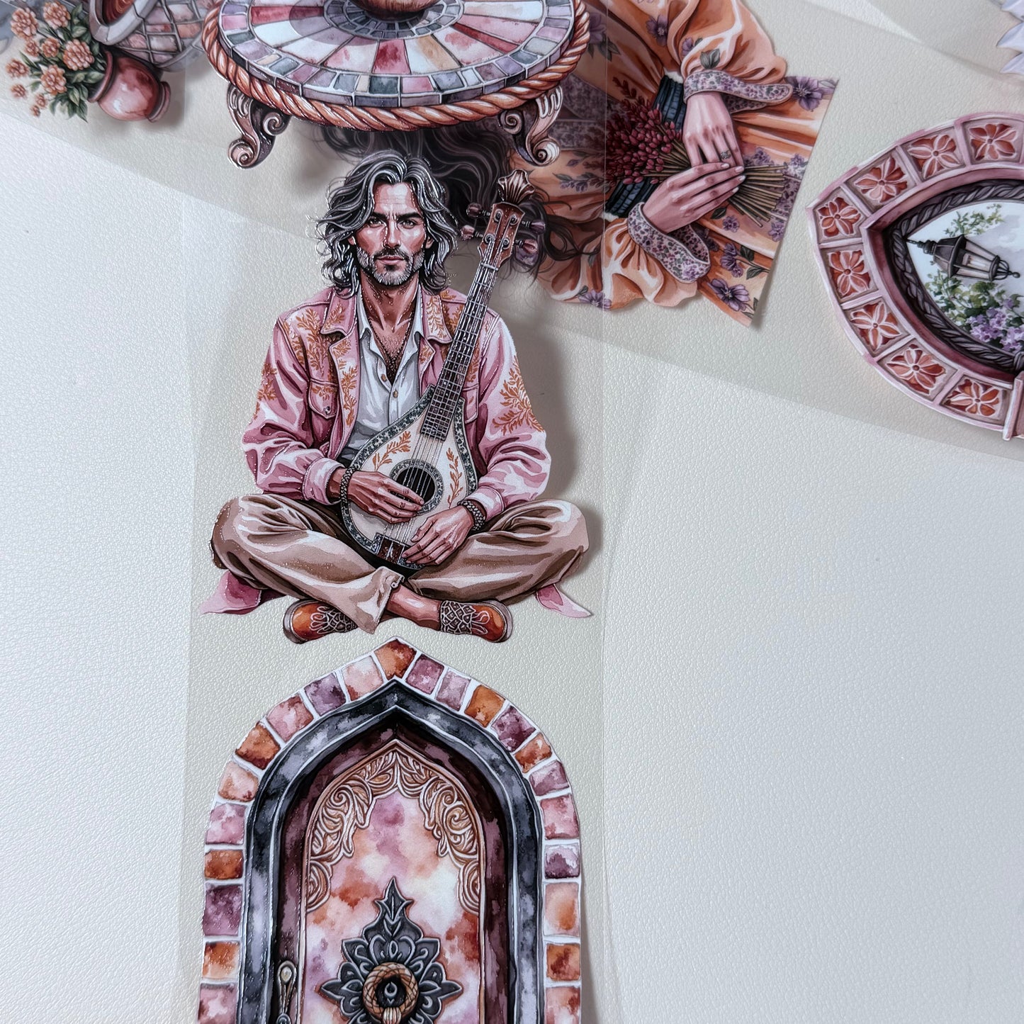 PET 3D raised Moroccan Saffron and Riverstone Dreams tape,one roll fashion, junk journal, scrapbooking,bullet journal, card making.