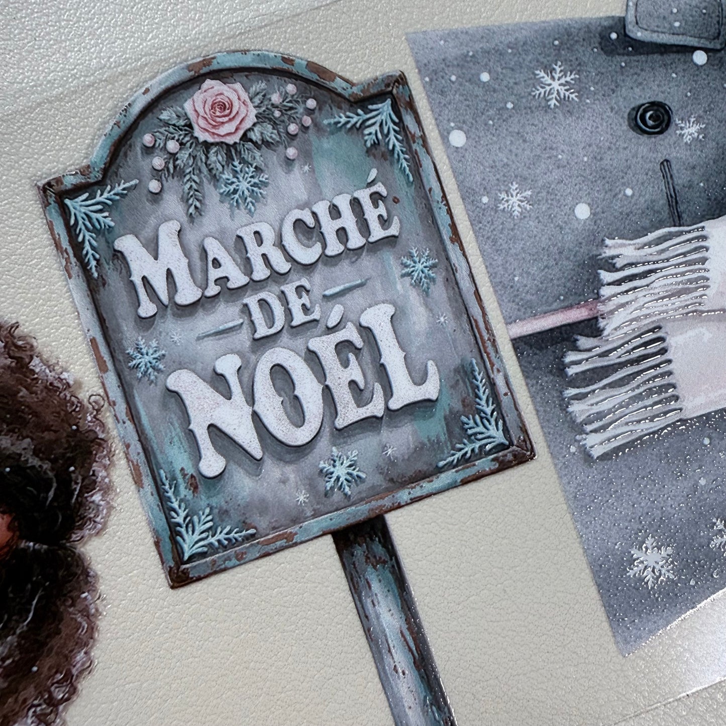 PET 3D raised Pastel Elegant Winter and  Winter Fantasy Village tape,one roll fashion, junk journal, scrapbooking,bullet journal, card making.