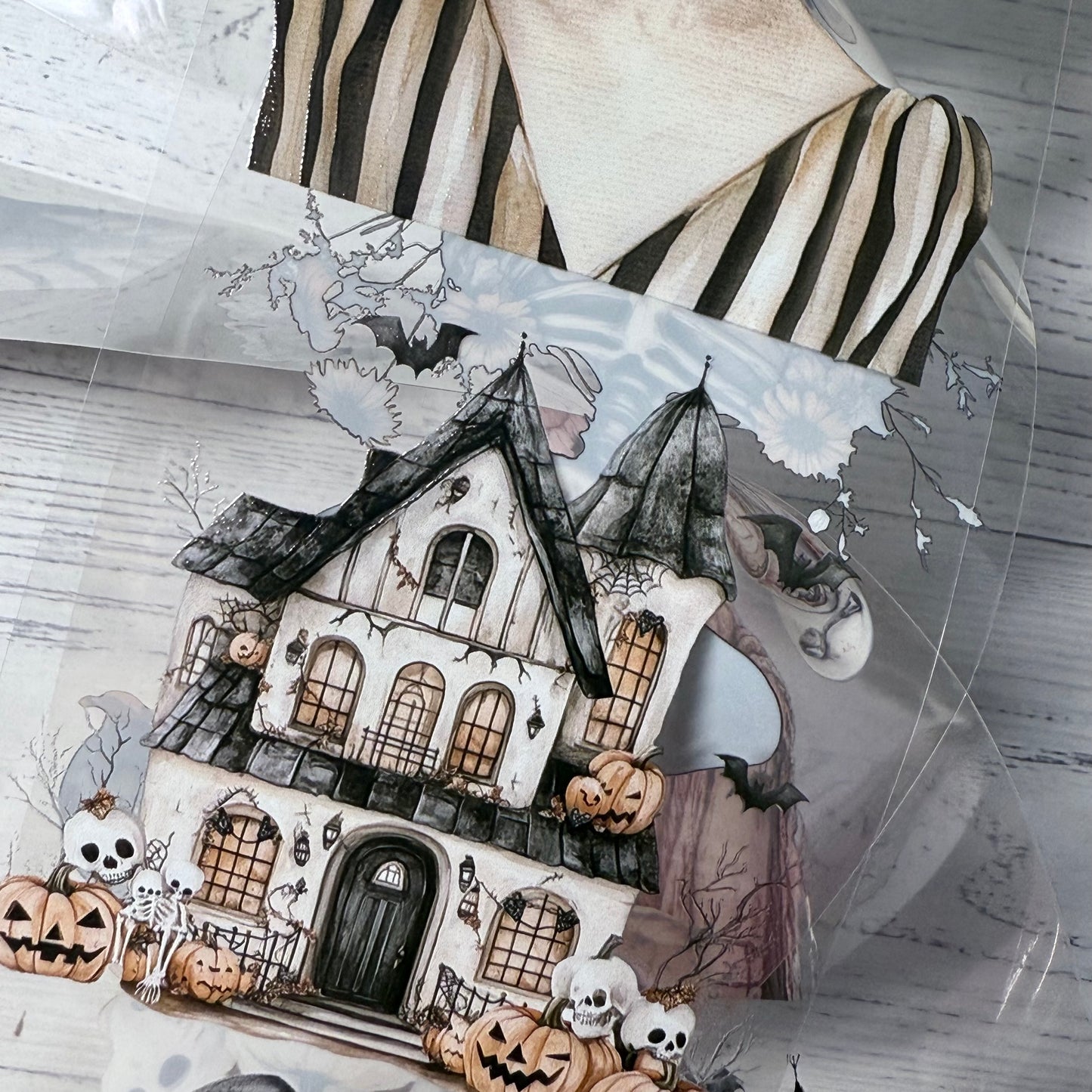 PET 3D raised Spooky Halloween tape,one roll fashion, junk journal, scrapbooking,bullet journal, card making.