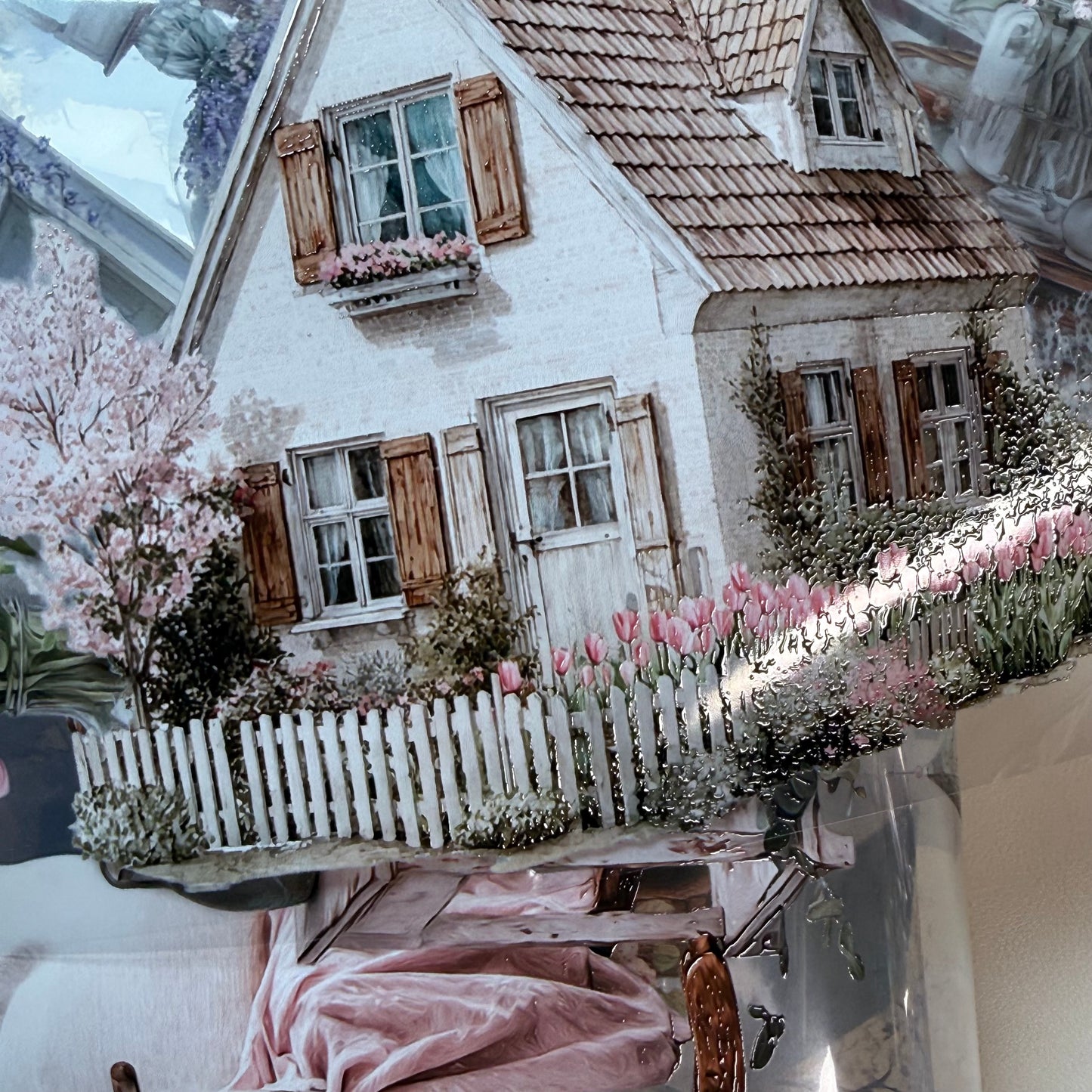 PET 3D raised Spring Landscape 4 tape,one roll fashion, junk journal, scrapbooking,bullet journal, card making.