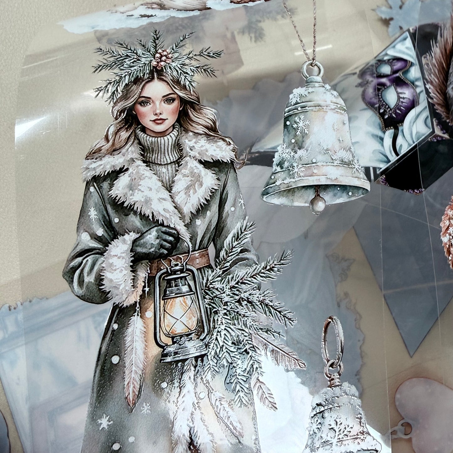 Frozen Masquerade Ball and  Frosted Woodland PET 3D raised tape,one roll fashion, junk journal, scrapbooking,bullet journal, card making.