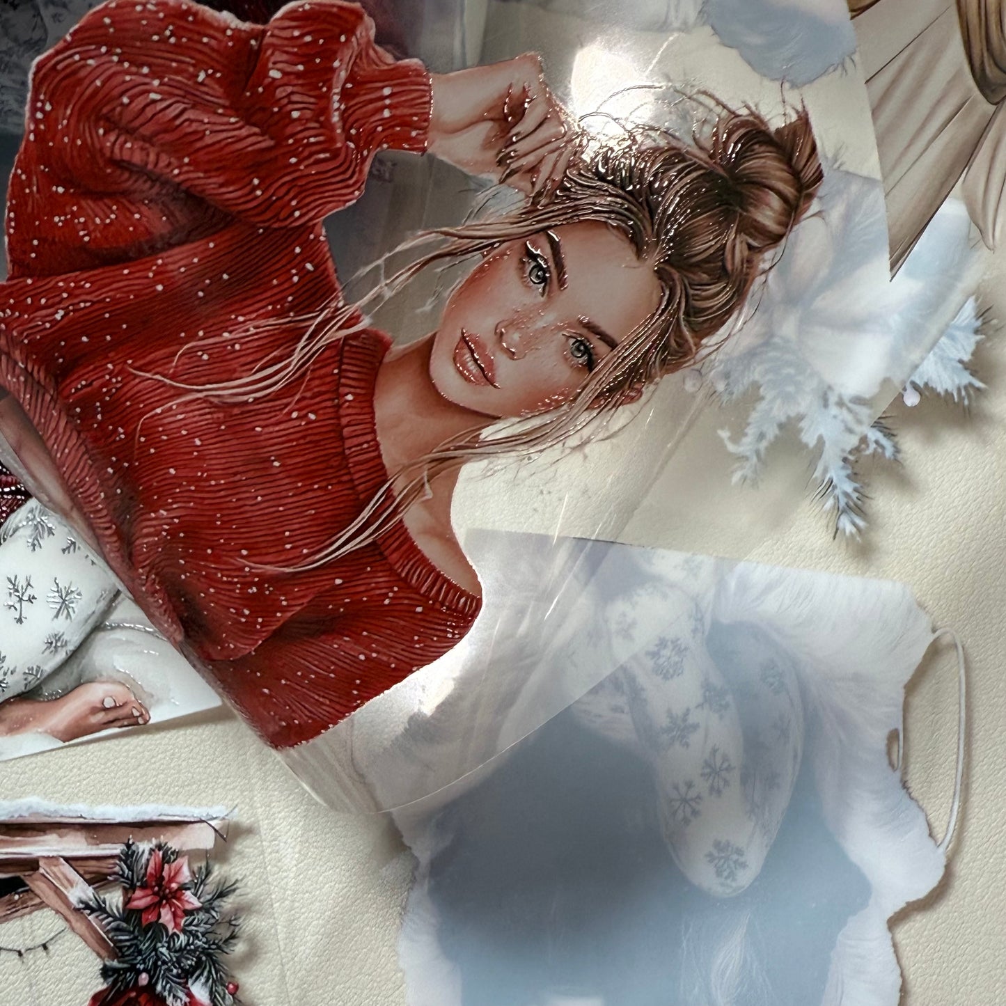 PET 3D raised Snowflake Wishes and Luxe White Christmas tape,one roll fashion, junk journal, scrapbooking,bullet journal, card making.