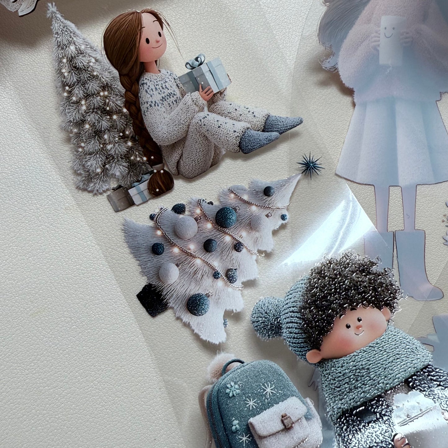 PET 3D raised Cozy Winter and Whimsical Fluffy Coffee tape,one roll fashion, junk journal, scrapbooking,bullet journal, card making.