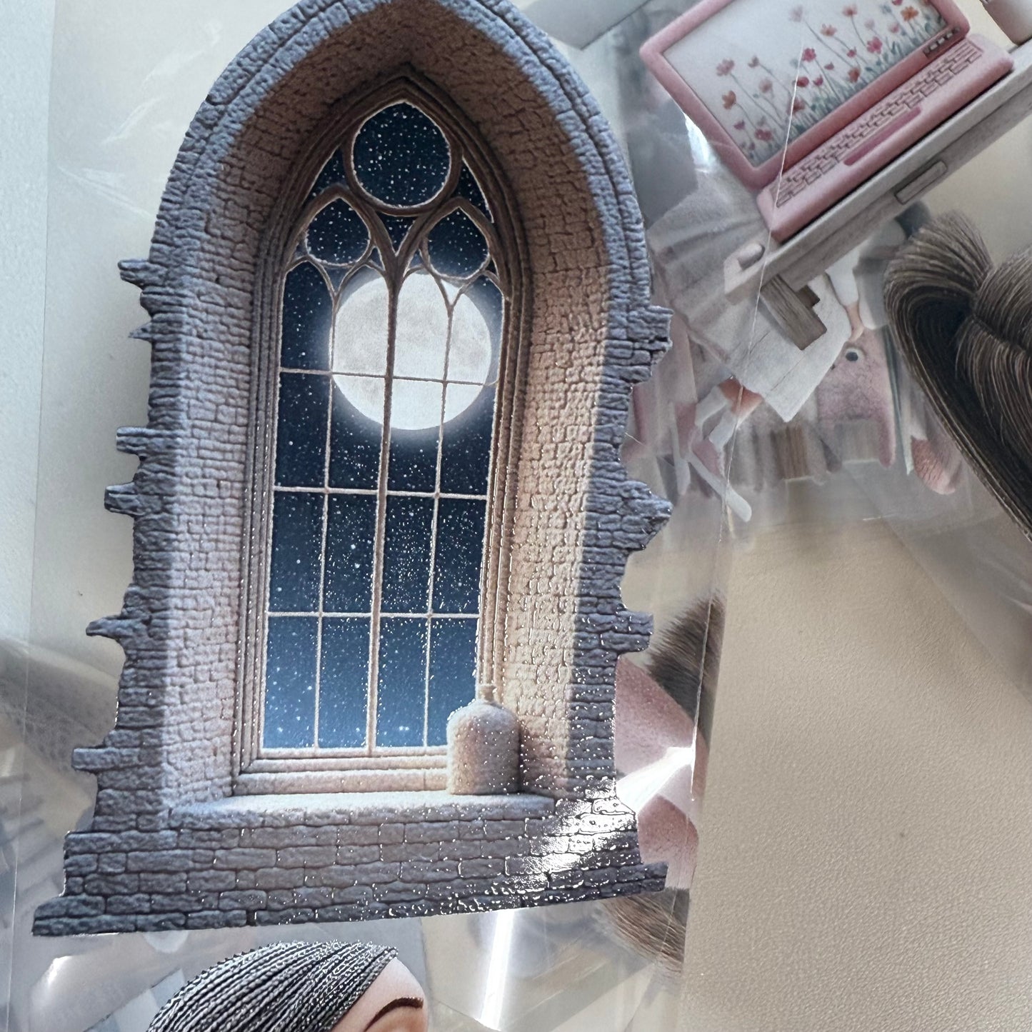 PET 3D raised Whimsical Fluffy Planner and Magic Academia tape,one roll fashion, junk journal, scrapbooking,bullet journal, card making.