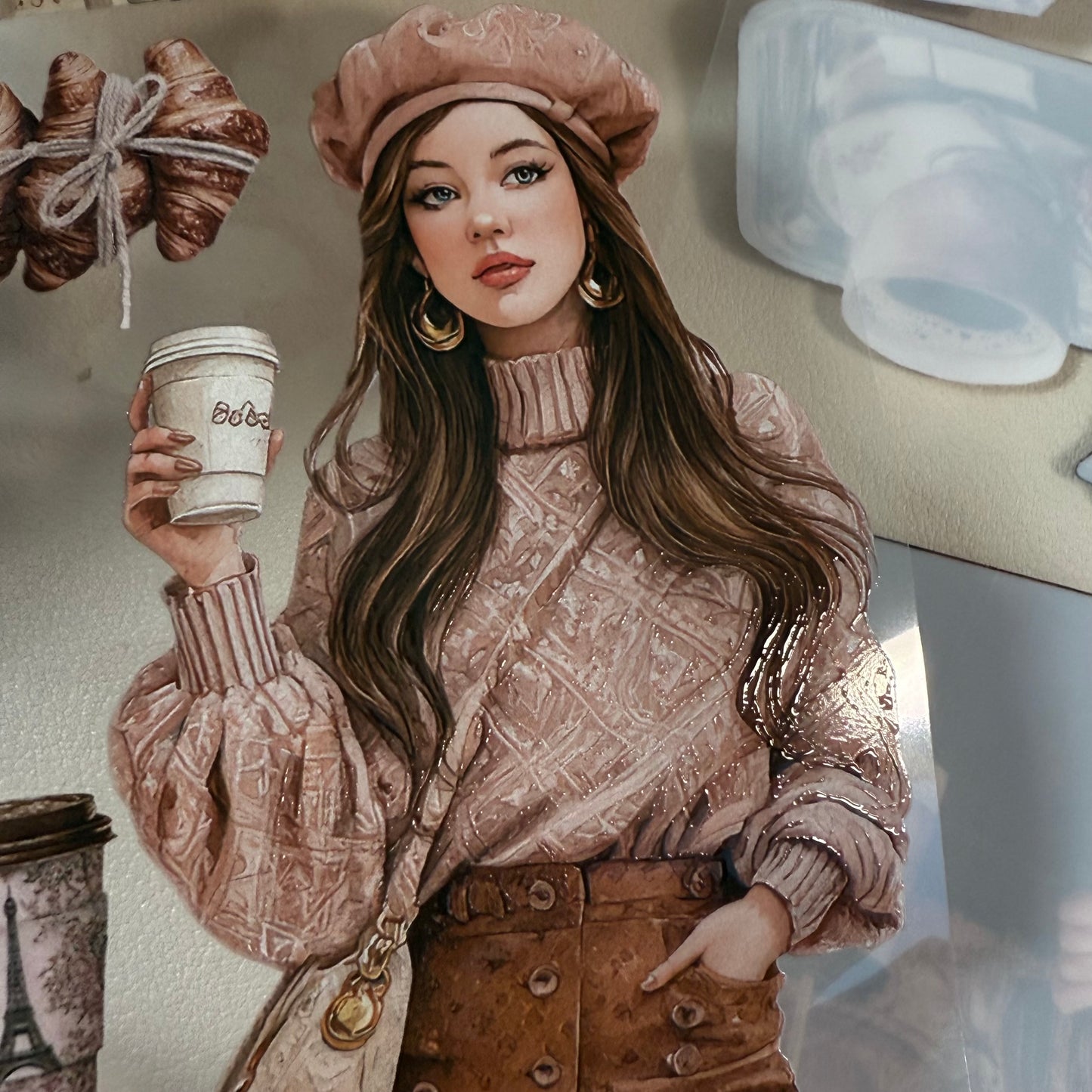 PET London travel and Paris coffee 3D raised tape,one roll fashion, junk journal, scrapbooking,bullet journal, card making.