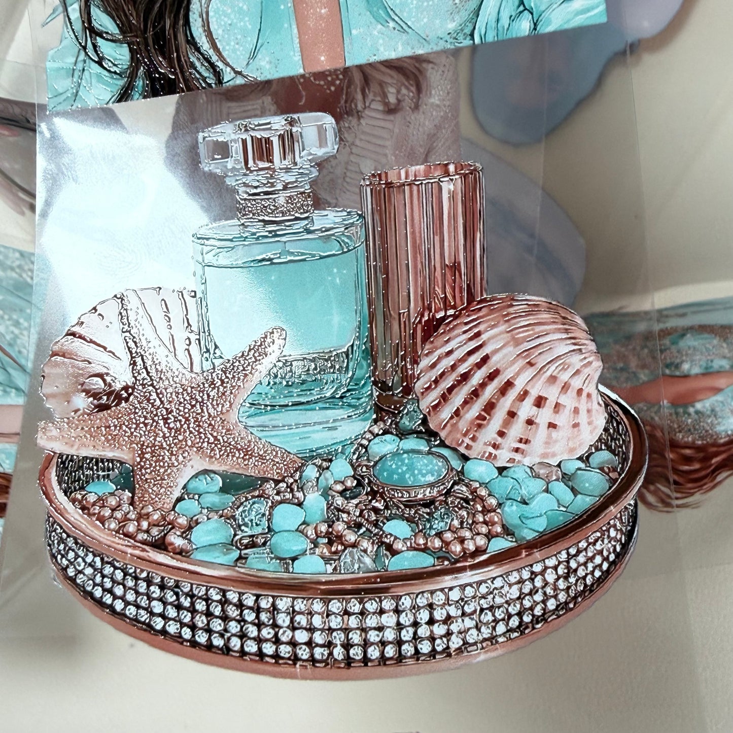 Holo coquette and Aqua PET 3D raised tape,one roll fashion, junk journal, scrapbooking,bullet journal, card making.