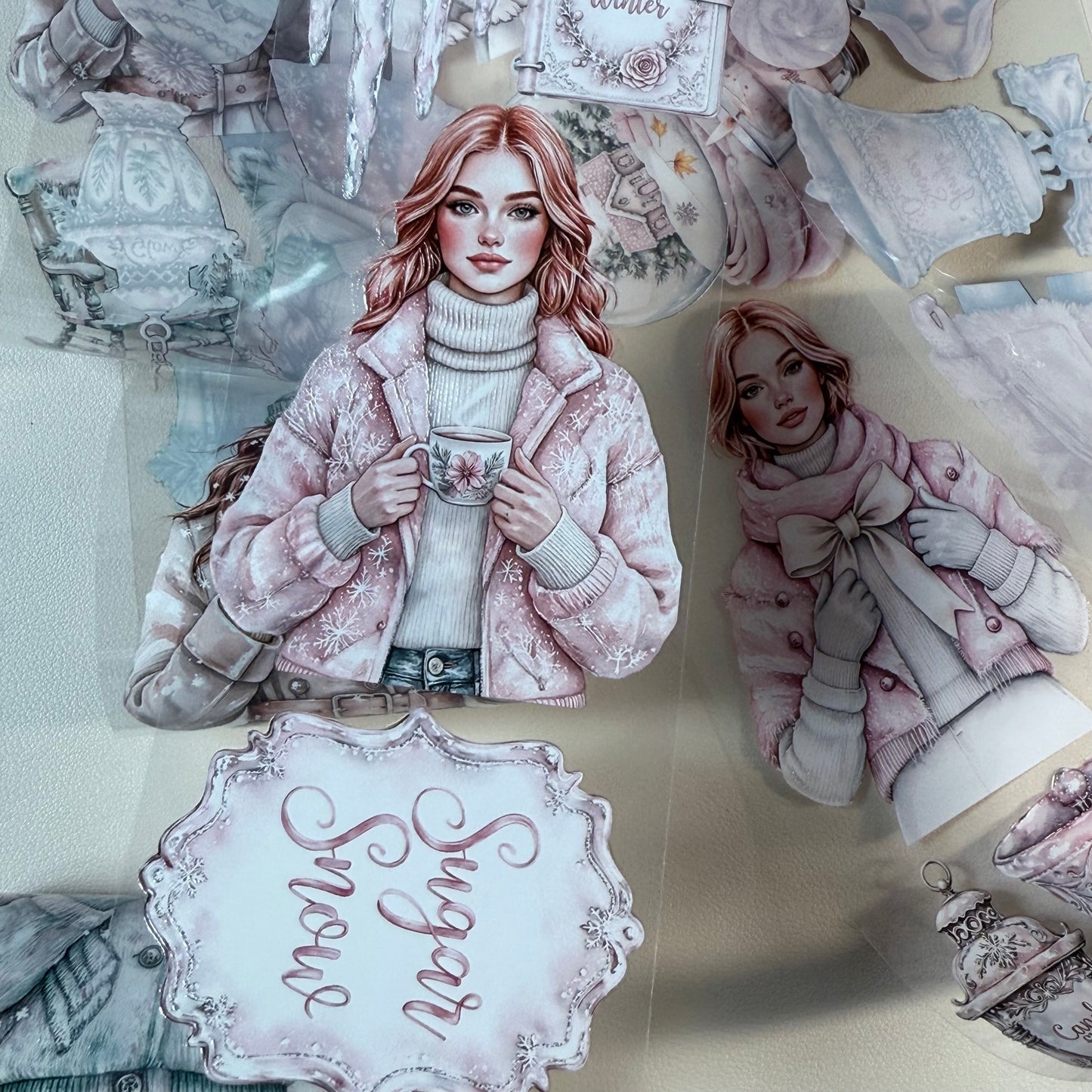 PET 3D raised Winter In The Country and in Wonderland tape,one roll fashion, junk journal, scrapbooking,bullet journal, card making.