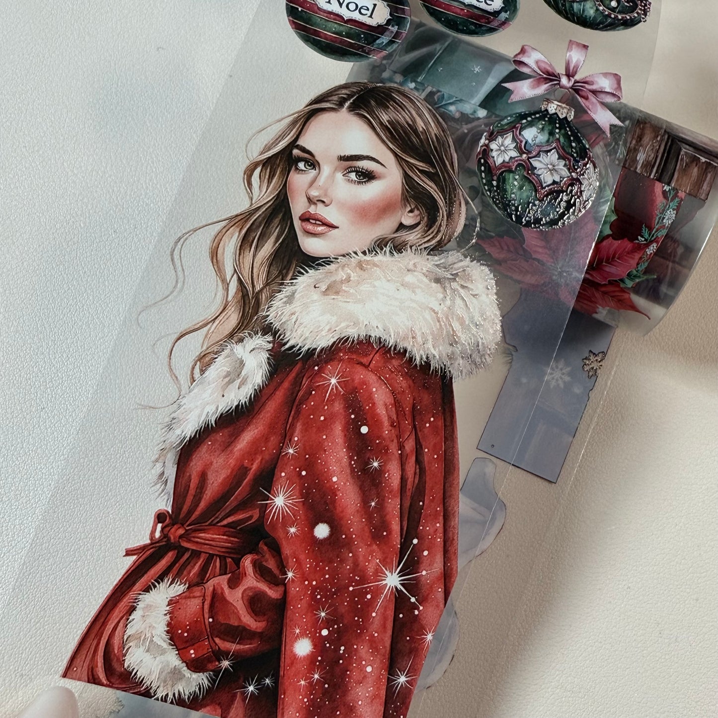 PET 3D raised Boho Christmas Classics and Cozy Christmas Glow tape,one roll fashion, junk journal, scrapbooking,bullet journal, card making.