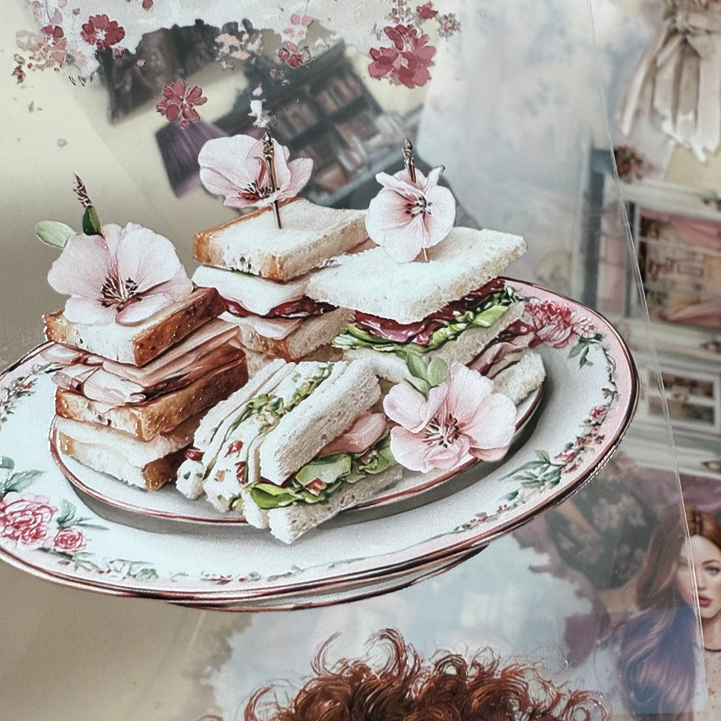 PET Floral tearoom and Dreamy Academia 3D raised tape,one roll fashion, junk journal, scrapbooking,bullet journal, card making.