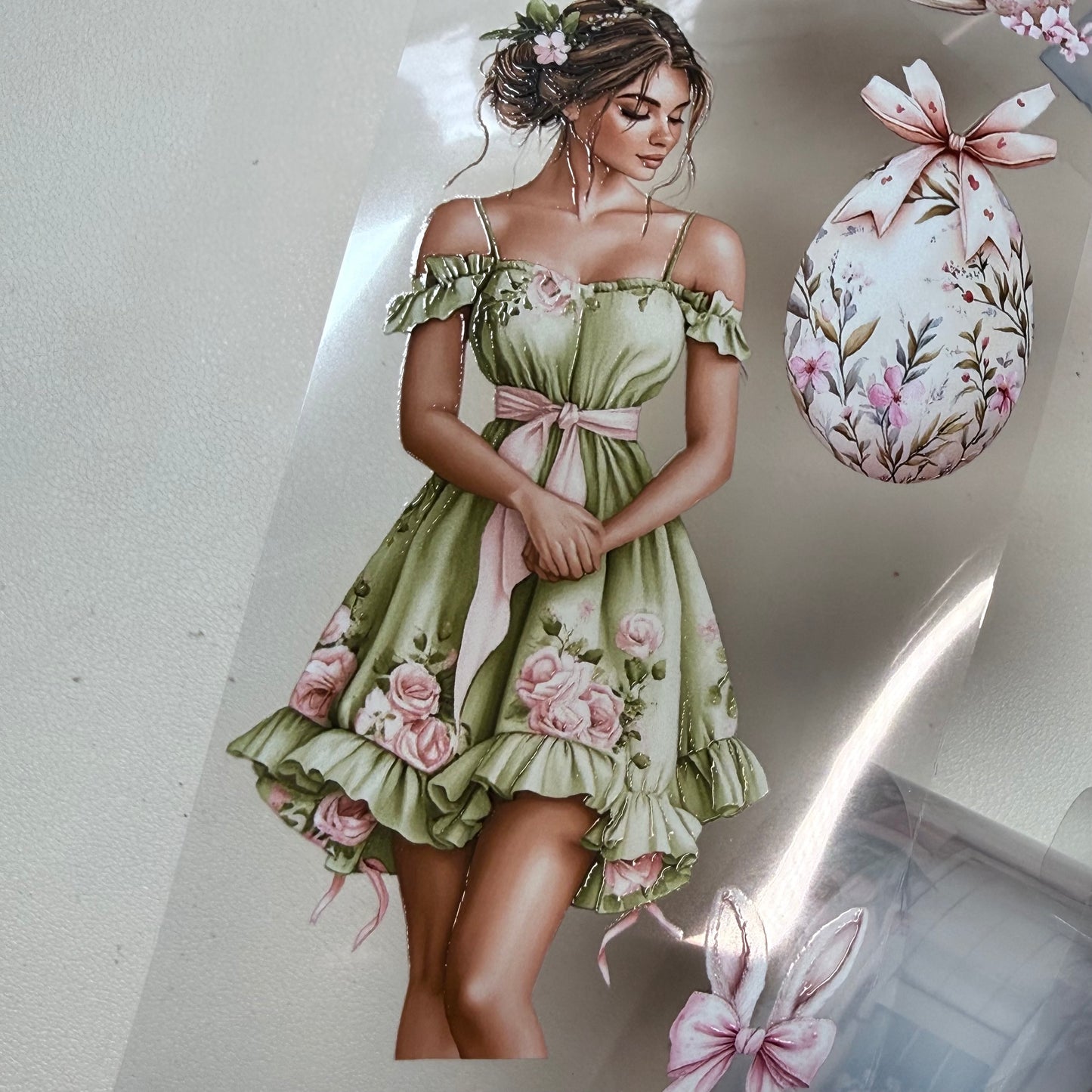 Easter Cottage and Spring Garden PET 3D raised tape,one roll fashion, junk journal, scrapbooking,bullet journal, card making.